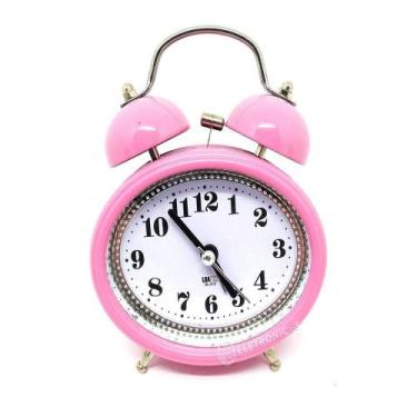 Imagem de Relógio Despertador Analógico 2 Sinos Modelo Antigo Retro Rosa - SHOPM