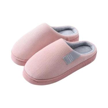 Imagem de Pantufas Femininas De Algodão Peluciadas Quentes Antiderrapantes Com S
