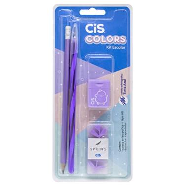 Imagem de Kit Escolar CIS Colors Lilás 4 peças (1 lápis, 1 caneta Spiro Clean, 1 borracha Spring e 1 apontador 415)