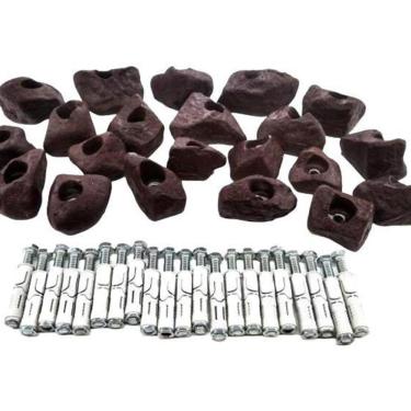 Imagem de Kit 21 Agarras Escalada Tam Pmg Realrocks Alvenaria Marrom