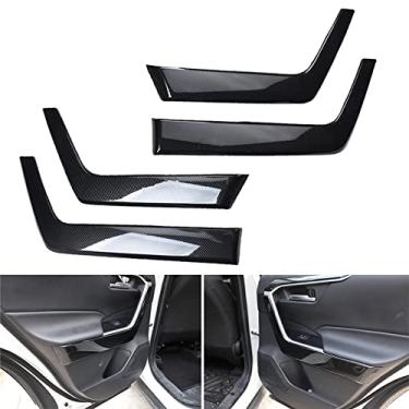 Imagem de FINMOKAL Acabamento Da Tampa Do Apoio De Braço Inferior Da Porta De Carbono Abs Apto Para Toyota Rav4 2019-2021 Preto, Fibra De Carbono