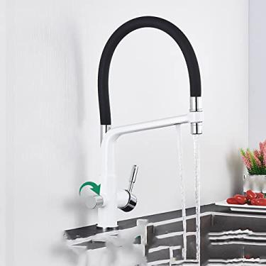 Imagem de Torneira de cozinha de filtro escovado ouro 360 giratório torneiras de água pura para cozinha preto pull down purificação torneira misturador de água, branco cromo B, China