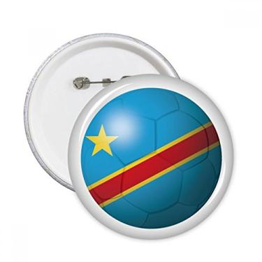 Imagem de Broche redondo de bandeira nacional do Congo futebol futebol alfinetes crachá botão decoração acessório 5 peças