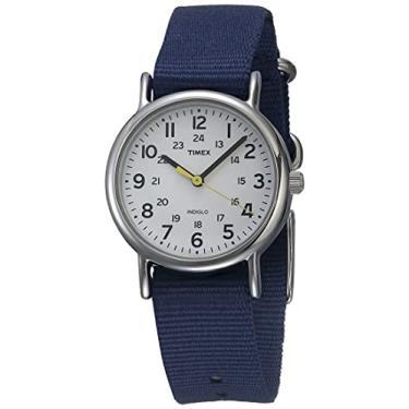 Imagem de Relógio feminino Timex Weekender 31 mm, branco/azul