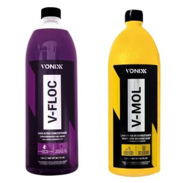 Imagem de Kit Shampoo Para Lavar Carro V-mol 1,5 E V-floc Super Concentrado Vonixx 1,5L