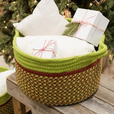 Imagem de Cesta All Is Bright Houndstooth - Vermelho/Verde 35,56 x 35,56 cm x 35,5 cm