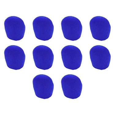 Imagem de Dahszhi 10 capas de microfone azul de espuma, capa de microfone de mão padrão de espuma macia KTV para microfone