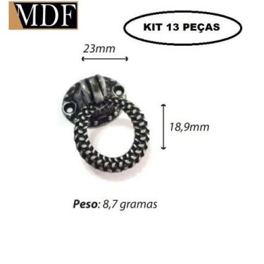 Imagem de Kit 13 Puxador Trabalhado para Caixa Gaveta 2,3 X 1,89cm Artesanato - 