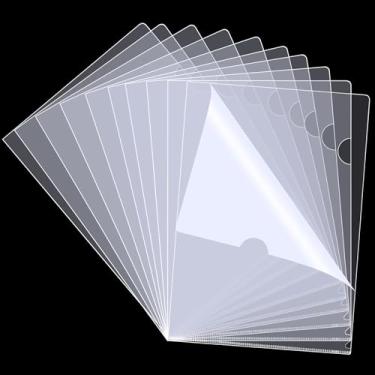 Imagem de 76 pastas de arquivo de plástico transparente tipo L - mangas de plástico transparente tamanho A4/carta ideais para escola e material de escritório