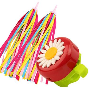 Imagem de Sino infantil de bicicleta Paliston, sino de bicicleta para meninas, bicicleta com chifre, sinos de bicicleta para crianças, Streamers with B2 Red Green