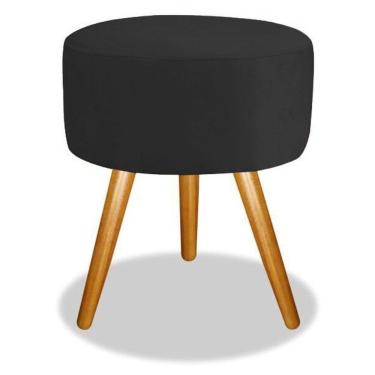 Imagem de Puf Puff Para Sala Camarim Maquiagem Banqueta Redonda Preto
