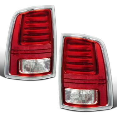 Imagem de KNSPEC Luzes traseiras de LED compatíveis com Dodge RAM 1500 2500 3500 2013-2018 conjuntos de luzes traseiras de substituição com lâmpadas de LED e arnês (1 par de luzes traseiras de RAM cromada