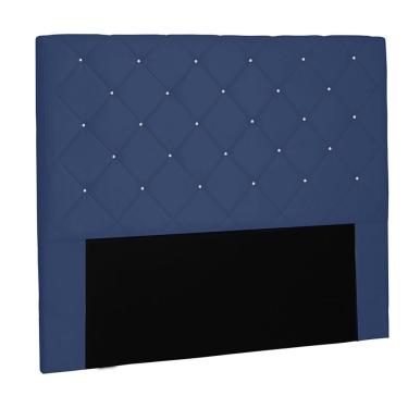 Imagem de Cabeceira Cama Box Casal King 195Cm Tânia Suede Azul Marinho - Sheep Estofados Azul