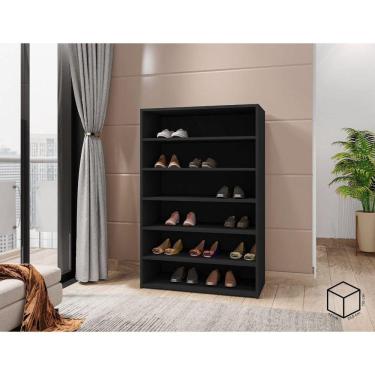 Imagem de Armário Multiuso Sapateira 5 Prateleiras Lais Estrutura Mdp Preto Fosco