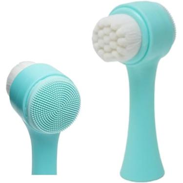 Imagem de Escova de Limpeza Facial 2 em 1, Massageador Facial com Cerdas Macias (Verde com verde)