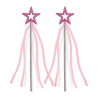 Imagem de Nydotd 2pcs Pink Star Wands Fairy Princess Angel Wand Sticks with Ribbon Magic Elf Baton for Halloween Cosplay Christmas Birthday Party Wedding Masquerade Dress Up Shows