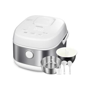 Imagem de TOSHIBA Panela de arroz com aquecimento por indução – Baixo teor de carboidratos, baixo teor de açúcar, vaporizador digital, 5,5 xícaras (não cozidas), 8 funções de cozimento, temporizador 24h e