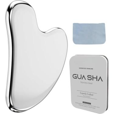 Imagem de Gua Sha de aço inoxidável ferramentas faciais guasha para rosto metal gua sha apertar a pele massagem guasha ferramenta de beleza para olhos corpo massageador cuidados com a pele presentes de dia das