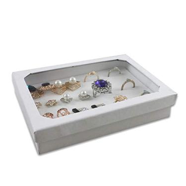 Imagem de Anel de esponja caixa de exibição caixa de armazenamento de joias de papelão suporte vitrine anel de punho bandeja de joias com tampa (cor: prata) (preto) (branco)