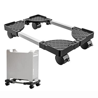 Imagem de VHDY85KA Suporte para CPU de escritório móvel, suporte de rodagem de CPU de chão ajustável, suporte de torre de PC, suporte de carrinho de PC móvel com rodas de travamento - Acessórios pretos