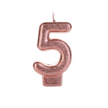 Imagem de Vela de Aniversário Glitter Bronze Número 5 Silver Plastic