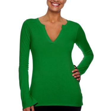 Imagem de Beyond Yoga Pima Henley orgânico, esmeralda, grande