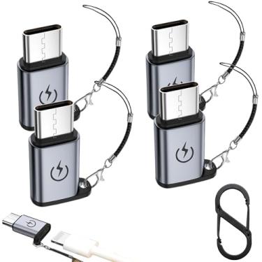 Imagem de Adaptador de iPhone para USB C (pacote com 4), cabo conector de carregador tipo C, para iPhone 16 15 14 Plus Pro Max, Samsung S24, iPad Air, carregamento rápido e transferência de dados, não serve