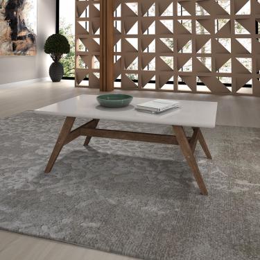 Imagem de Mesa de centro apaluza luxo Off White pés em madeira