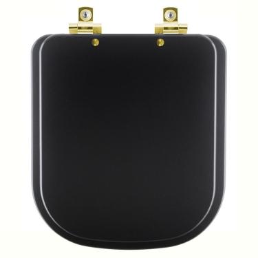 Imagem de Assento Sanitário Soft Close Piano Preto Fosco Para Vaso Deca Com Ferragem Dourada