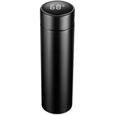 Imagem de Garrafa Térmica De Inox Café, Água Quente e Frio C/Sensor De Temperatura Em Led 500 ML Parede Dupla Medidor Temperatura Squeeze Portátil (Preto)