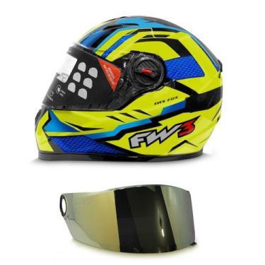 Imagem de Capacete Moto Fechado Fw3 Modelo Gtx Fox Mais Viseira Adicional, Amare