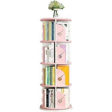 Imagem de AKALNNB Estante giratória criativa, rotação de 360°, estante de livros de desmontagem simples, estante de canto de estudante para escritório, sala de estar, rosa, 50
