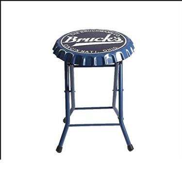 Imagem de YGCBL Banqueta dobrável multifuncional simples, banquinho de bar dobrável, decoração de bar retrô nostálgico, enfeite de ferro, tampa de cerveja, diâmetro 35 cm × altura 48 cm, banco de bar, C