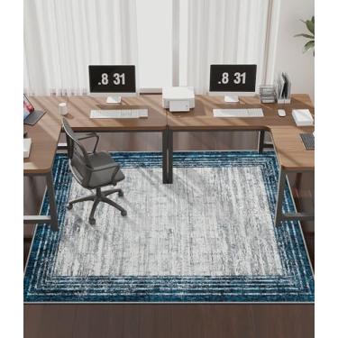 Imagem de chakme Tapete de cadeira de escritório para piso de madeira, 183 cm x 122 cm, protetor de mesa de computador fácil de deslizar para cadeira de rodinhas embaixo da mesa, suporte antiderrapante, lavar à