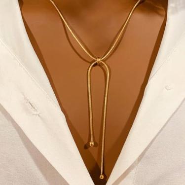 Imagem de Colar longo em Y dourado para mulheres, corrente com pingente em camadas, joias e presentes de amizade para mulheres, presentes de Natal, Medium, Latão, Sem Pedra Preciosa