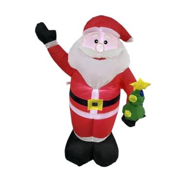 Imagem de MotiveTech Papai Noel inflável para decoração de jardim com árvore de Natal para quintal.