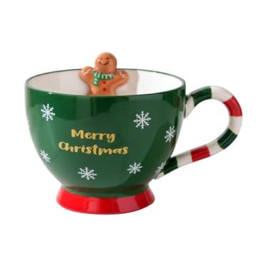 Imagem de KiBcsLic Caneca de Natal em Cerâmica, Caneca Festiva para Café com Alça, Charmosa para Chá, Café, Bebidas Quentes e Chocolate Quente, Verde