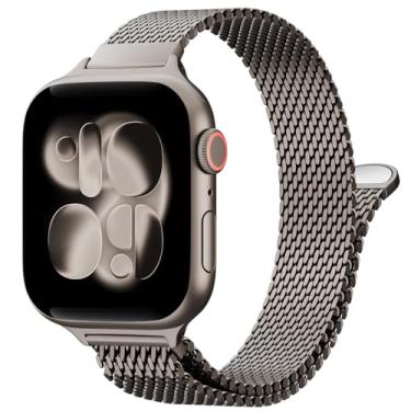 Imagem de TRA Pulseira fina milanesa compatível com Apple Watch séries 11, 10, 9, 8, 7, 6, 5, 4, 3, 2 e 1 de 38 mm, 40 mm, 41 mm, 44 mm, 45 mm, 49 mm, ultra SE