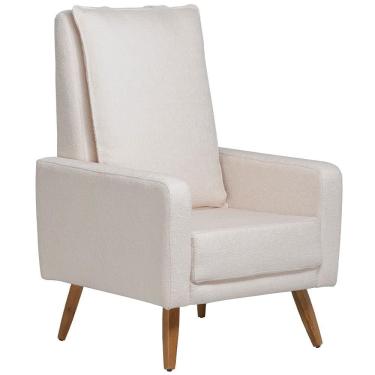Imagem de Poltrona De Amamentação Fixa Pés Manu Noah D02 Bouclê Off White B-114 - Lyam Decor