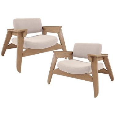 Imagem de Kit 2 Poltronas Decorativa Para Sala Living Concept L02 Nature Suede Bege - Lyam Decor