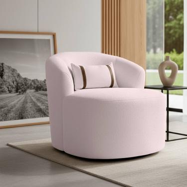 Imagem de Puff Poltrona Decorativa Orgânica Roma Sala Bouclé Com Almofada