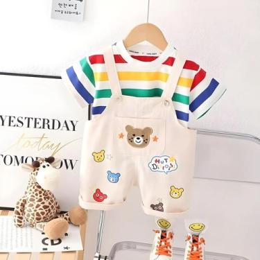 Imagem de Conjunto De Verão Para Bebês Meninas E Meninos, Camiseta Listrada E Ma