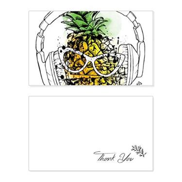 Imagem de Fone de ouvido Abacaxi Óculos de sol Frutas Cartão de agradecimento Aniversário Cartão de aniversário Agradecimento Casamento