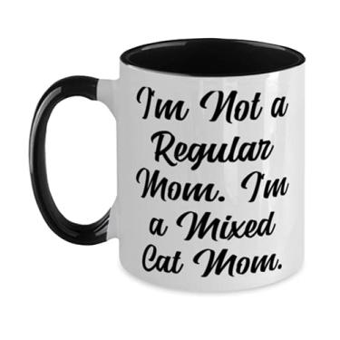 Imagem de Gato misturado para amantes de gatos, I'm Not a Regular Mom I'm a Mixed Cat Mom Caneca sarcástica de dois tons 325 ml, xícara de amigos