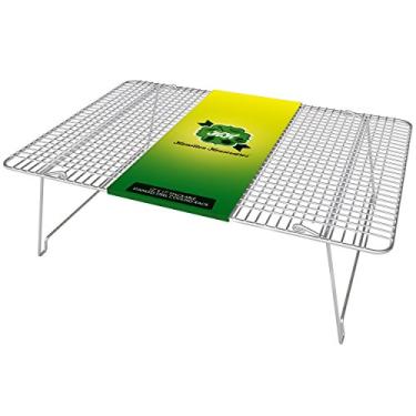 Imagem de Hamilton Housewares Arame empilhável de aço inoxidável com meia folha, suporte de resfriamento (30,48 cm x 43,18 cm) – com pernas dobráveis – para assar, cozinhar, grelhar – perfeito para biscoitos, muffins, pão e mais