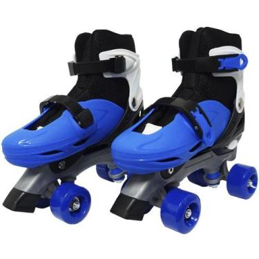 Imagem de Patins Infantil Clássico Quad 4 Rodas Roller De Rua Masculino Azul Imp