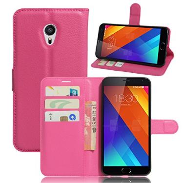 Imagem de Capa carteira MEIZU MX6, capa carteira flip de couro PU premium com compartimento para cartão, suporte e fecho magnético [capa interna à prova de choque de TPU] Compatível com MEIZU MX6