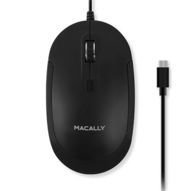 Imagem de Macally Mouse USB C com fio para Mac e PC fino, silencioso e confi vel 3 bot es, roda de rolagem, e 4 modos DPI mouse tipo C para laptop, MacBook Pro/Air, iMac Mouse USB C com fio Preto