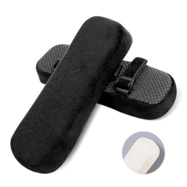 Imagem de Pacote com 2 almofadas de apoio de braço para cadeira de escritório com almofada de cotovelo de espuma de memória para alívio de pressão do antebraço, capas de descanso de braço pretas para cadeiras de escritório, cadeira de rodas, cadeira de jogos confortável