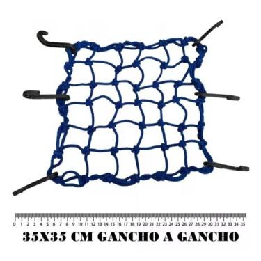 Imagem de Rede Elástica Aranha Moto Bagageiro Redinha Azul Bic 35x35 Gancho A Ga